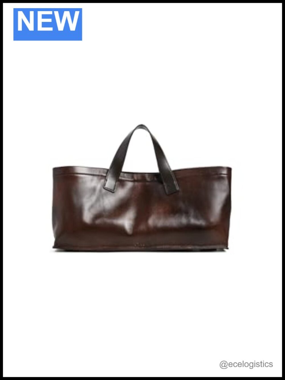 Genuine Leather Tote Bag Structured Base Handles